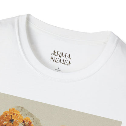 Sunset Bird & Blossoms T-Shirt — Vintage Floral Nature Graphic Tee