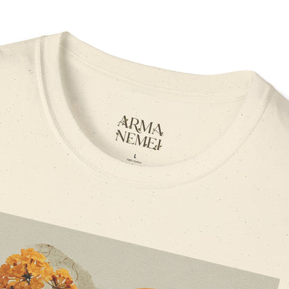 Sunset Bird & Blossoms T-Shirt — Vintage Floral Nature Graphic Tee